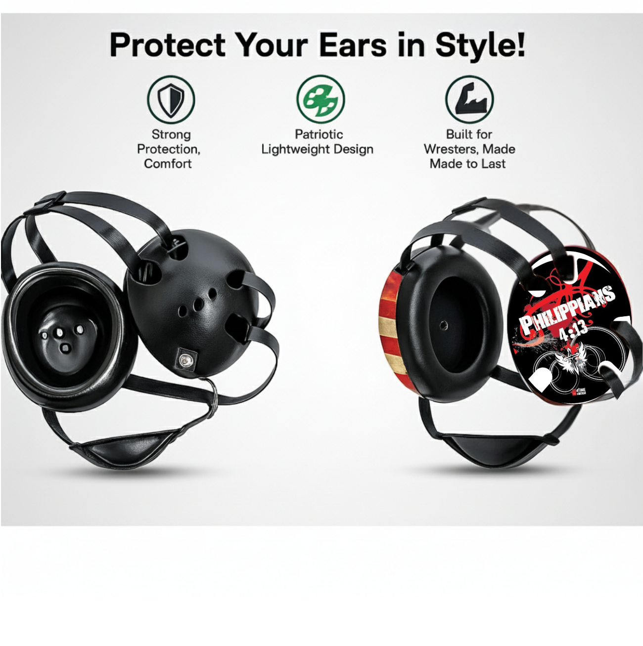 Phil 4-13 RED:  Wrestling Headgear Decals with Headgear, Wraps by 4Time All American