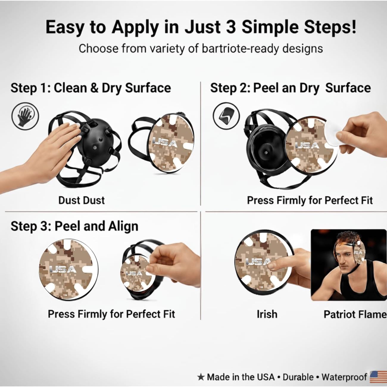 Desert Camo:  Wrestling Headgear Decals, Wraps by 4Time All American