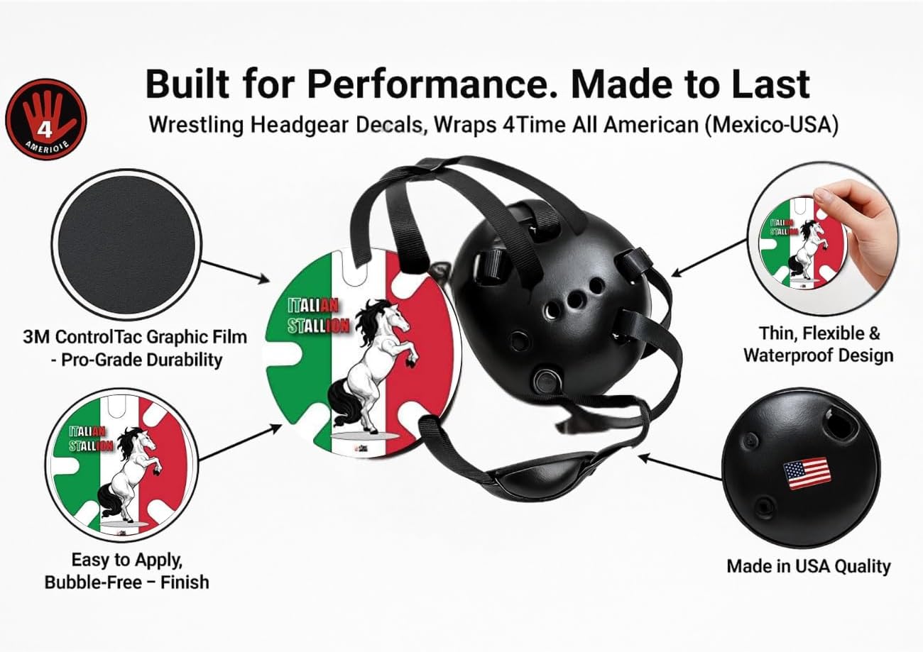 Italian Superman:  Wrestling Headgear Decals with Headgear, Wraps by 4Time All American