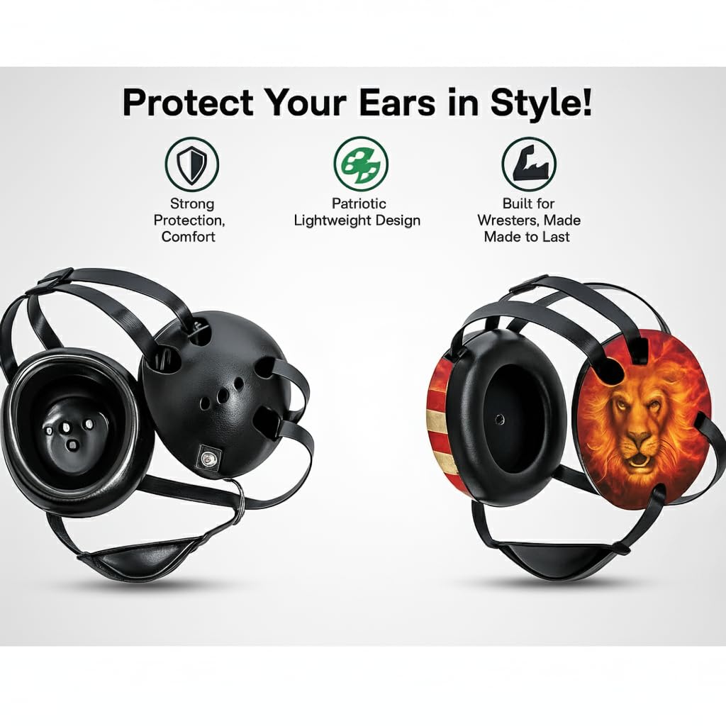 Fire Lion:  Wrestling Headgear Decals with Headgear, Wraps by 4Time All American