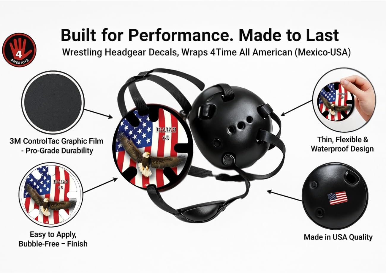 Isaiah 40:  Wrestling Headgear Decals with Headgear, Wraps by 4Time All American