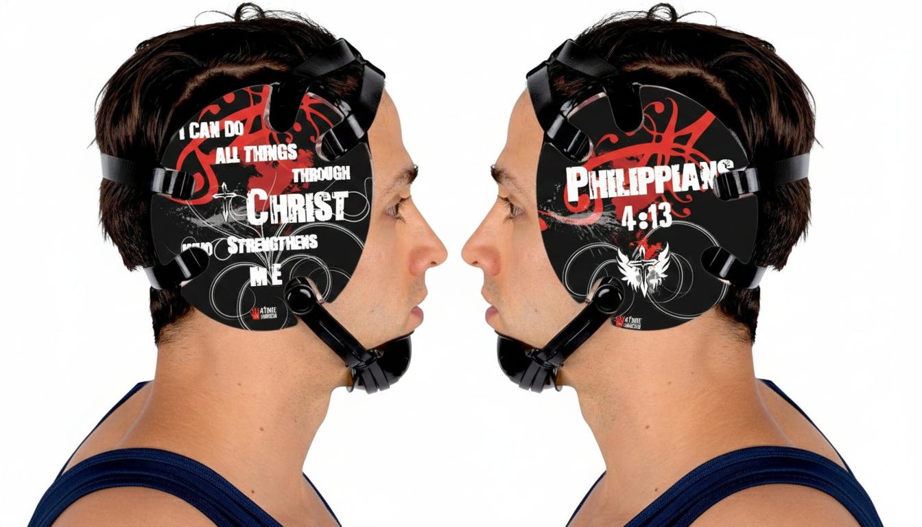 Phil 4-13 RED:  Wrestling Headgear Decals with Headgear, Wraps by 4Time All American