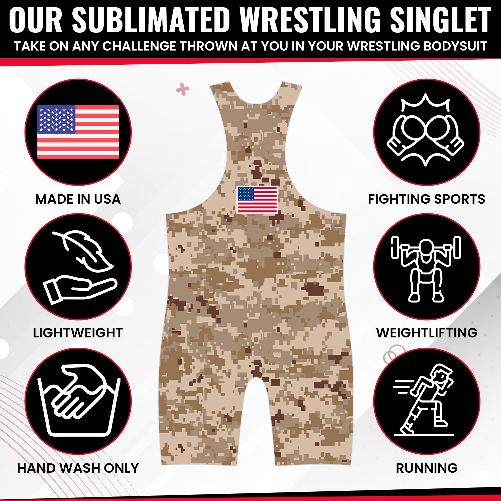 Camo Desert Wrestling Singlets