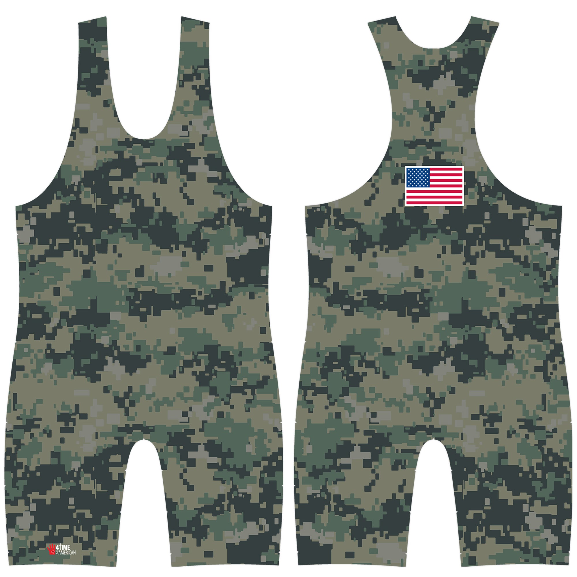 Digital Camo - Green Wrestling Singlet